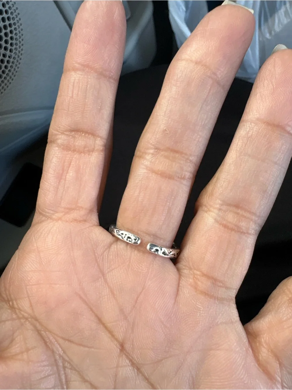 Organic Sculptural Openwork Ring in Silver Tone